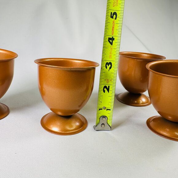Vintage Metallic Copper Colored Pedestal Non-Food Set of 4 Cups Minor Flaws - Picture 3 of 9